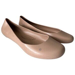 Okabashi Ballet Flats Womens 9 Made USA Nude Pink Beige Waterproof Slip On